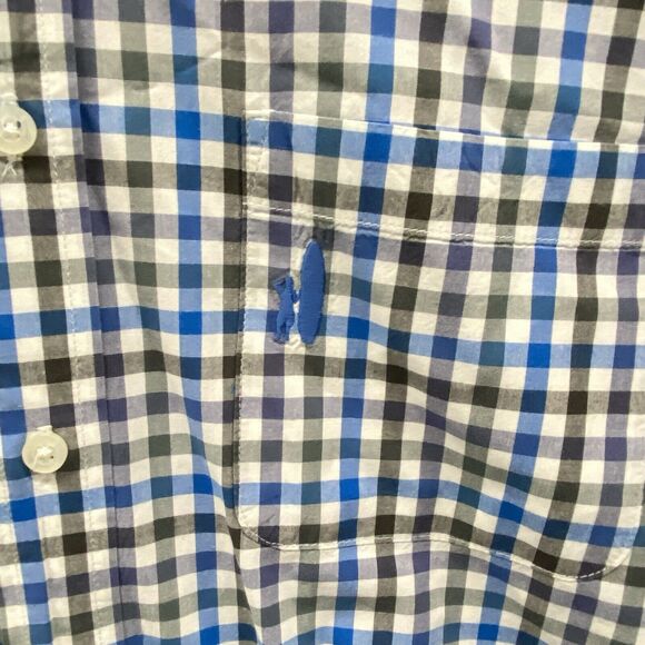 Johnnie O Shirt Mens Extra Large Button Up Blue Black Gingham Check Long Sleeve - Picture 3 of 10